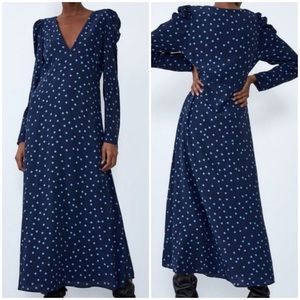 zara v neck puff sleeve dress